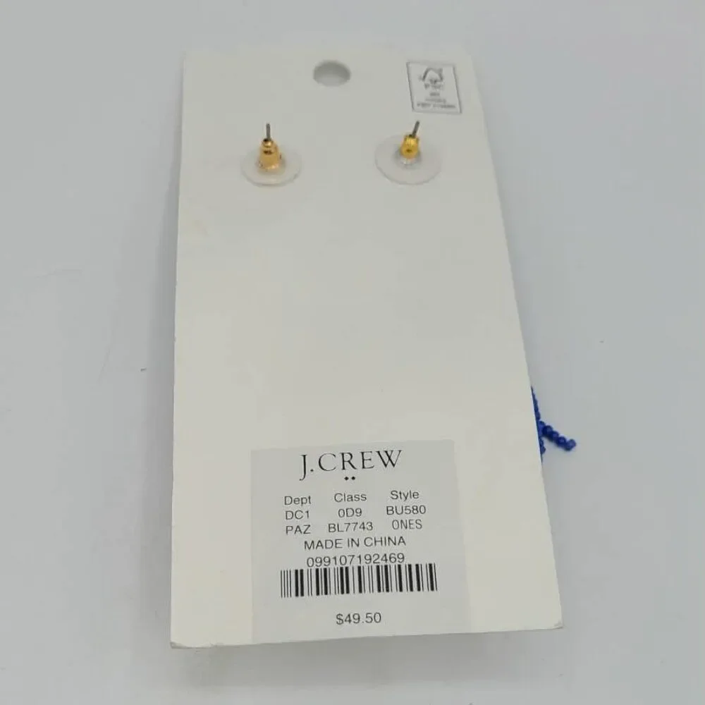 J Crew Factory Blue Beaded Tassel Earrings NWT!  NEW!